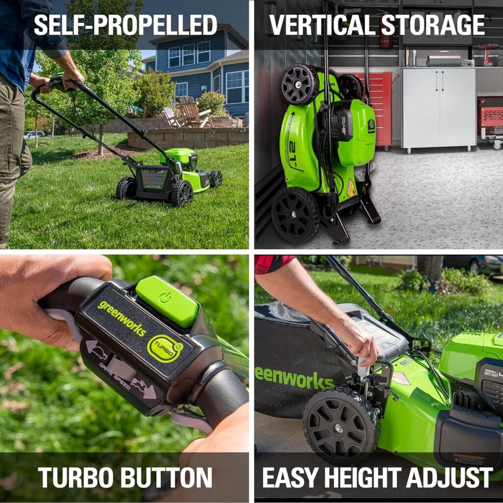 Greenworks 48V (2 x 24V) 20 Brushless Cordless (Push) Lawn Mower (LED Headlight), (2) 4.0Ah Batteries and Dual Port Rapid Charger Included (125+ Compatible Tools)