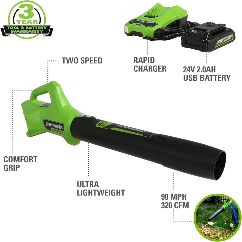 Greenworks 48V (2 x 24V) 20 Brushless Cordless (Push) Lawn Mower (LED Headlight), (2) 4.0Ah Batteries and Dual Port Rapid Charger Included (125+ Compatible Tools)