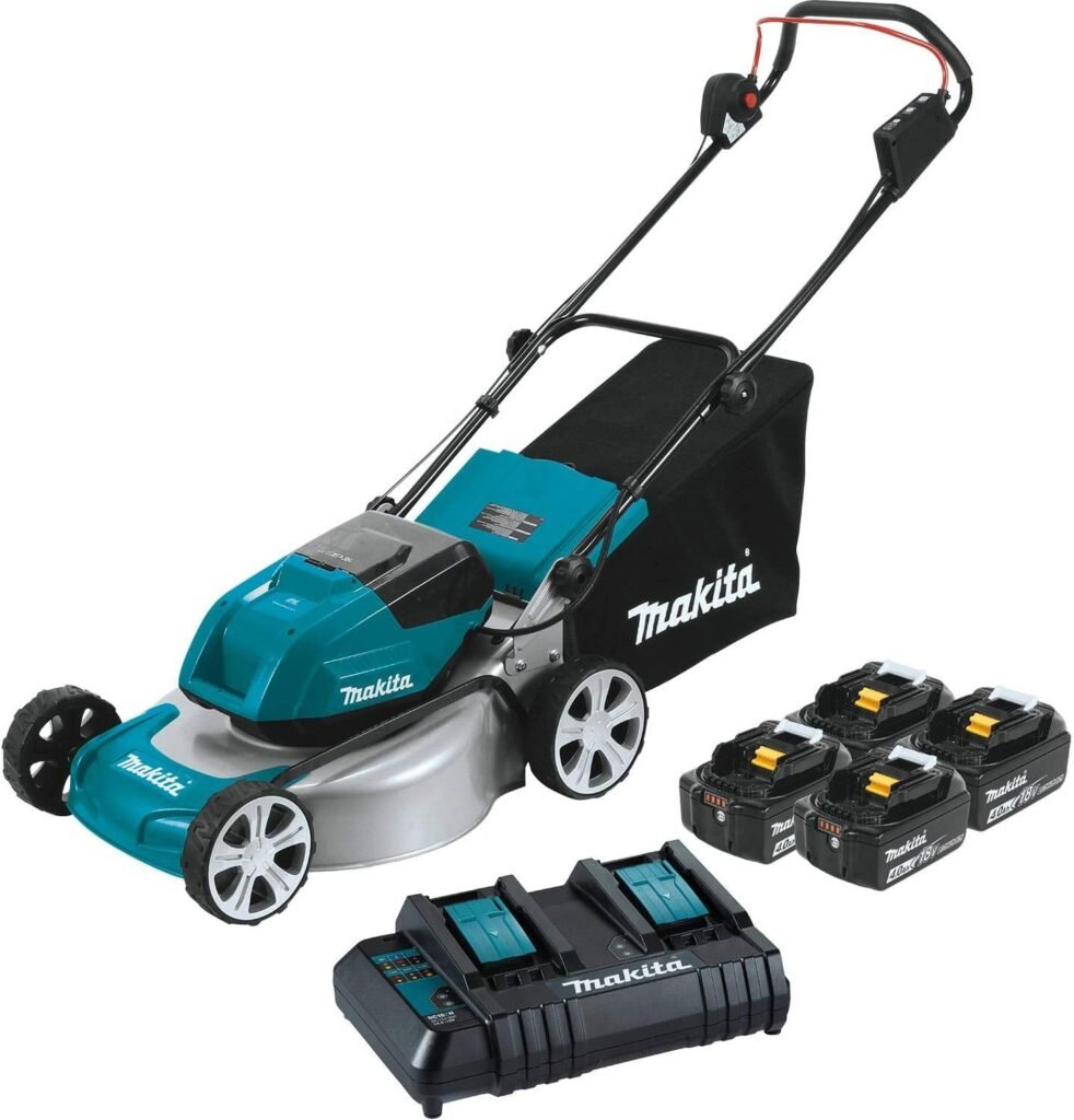 Makita XML03CM1 36V (18V X2) LXT® Brushless 18 Lawn Mower Kit with 4 Batteries