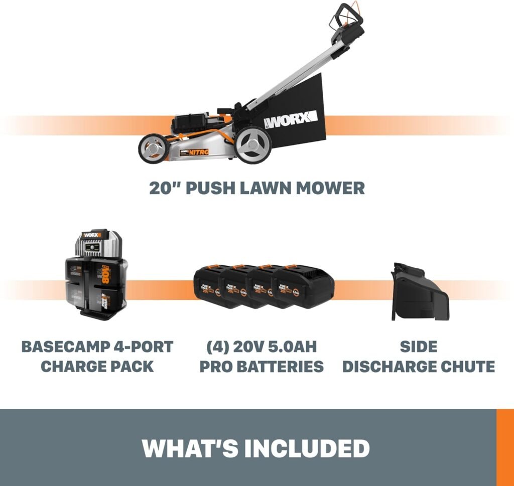 Worx Nitro 80V 21 Cordless Self-Propelled Lawn Mower with Brushless Motor Rear Wheel Drive - WG761 (Batteries Charger Included)