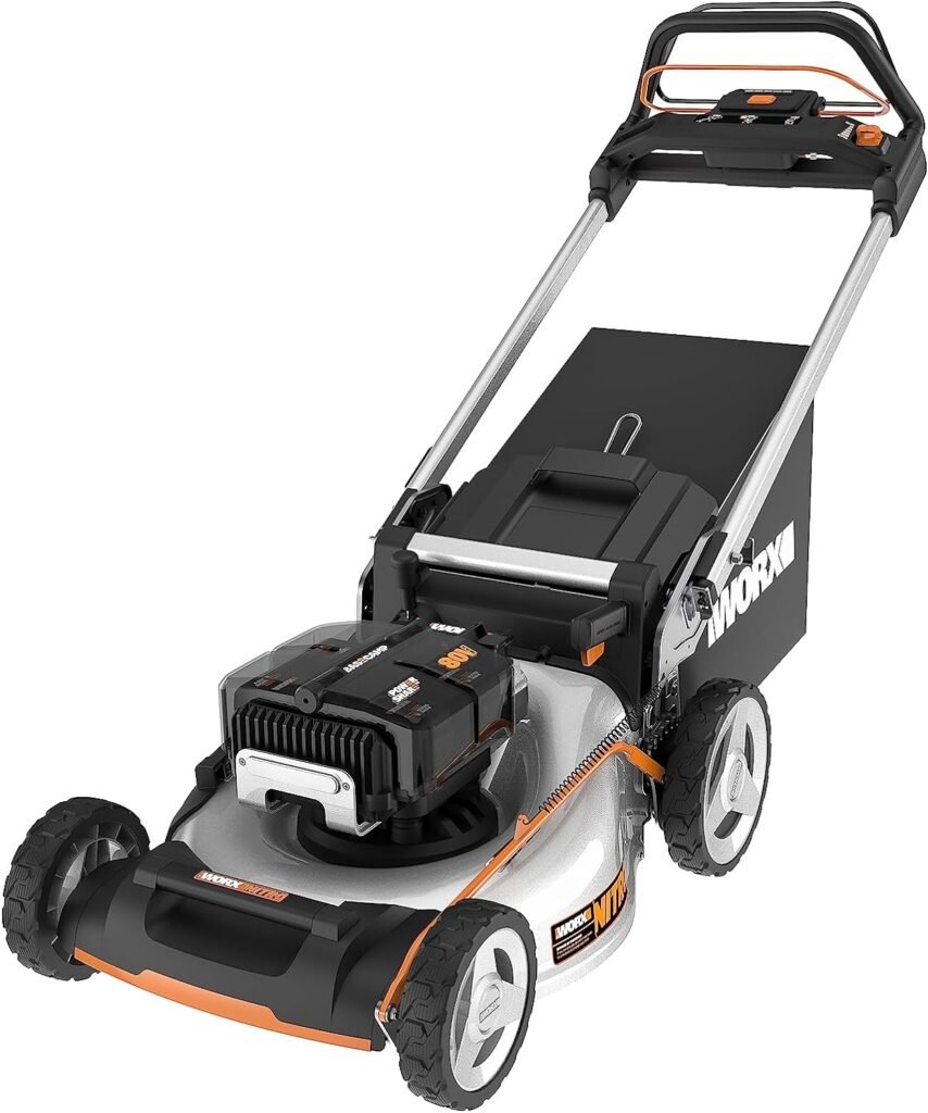 Worx Nitro 80V 21 Cordless Self-Propelled Lawn Mower with Brushless Motor Rear Wheel Drive - WG761 (Batteries Charger Included)