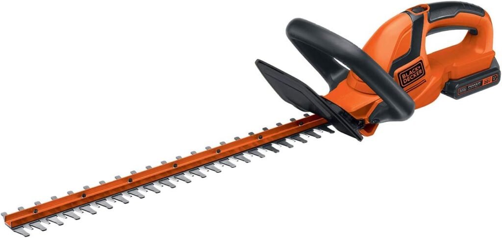 BLACK+DECKER 20V MAX Cordless Hedge Trimmer, 22 Inch Steel Blade, Reduced Vibration, Battery and Charger Included (LHT2220), Orange