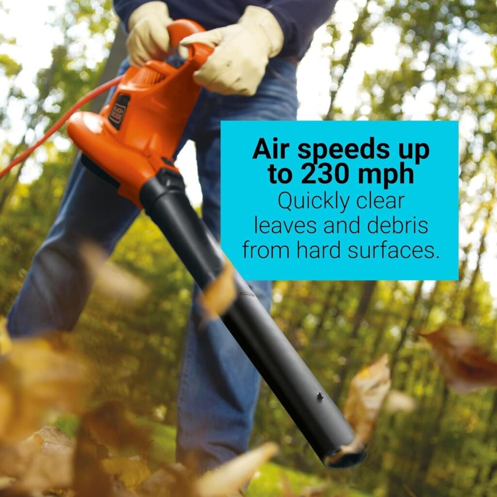 BLACK+DECKER 3-in-1 Leaf Blower, Leaf Vacuum and Mulcher, Up to 230 MPH, 12 Amp, Corded Electric (BV3600)