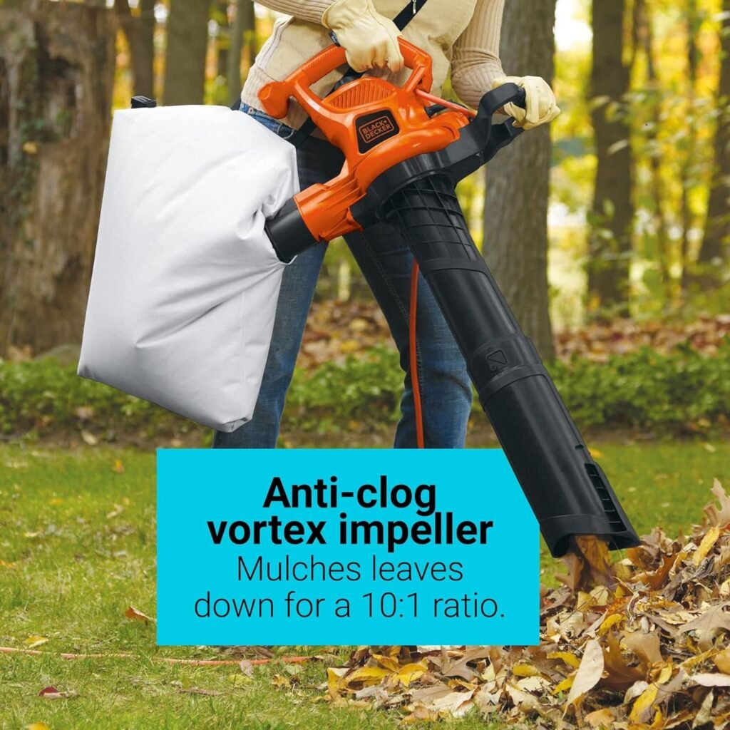 BLACK+DECKER 3-in-1 Leaf Blower, Leaf Vacuum and Mulcher, Up to 230 MPH, 12 Amp, Corded Electric (BV3600)