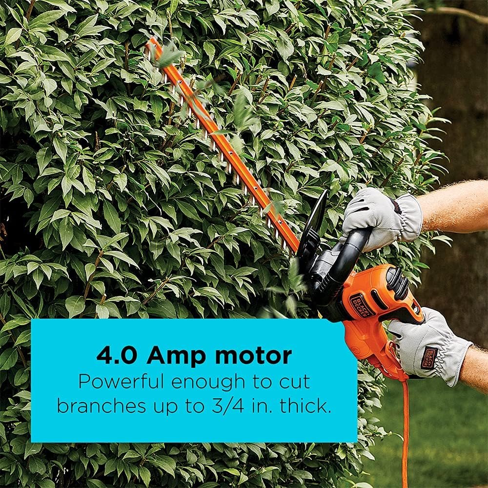 BLACK+DECKER Electric Hedge Trimmer, 22-Inch Blade, Corded (BEHT350FF) Orange