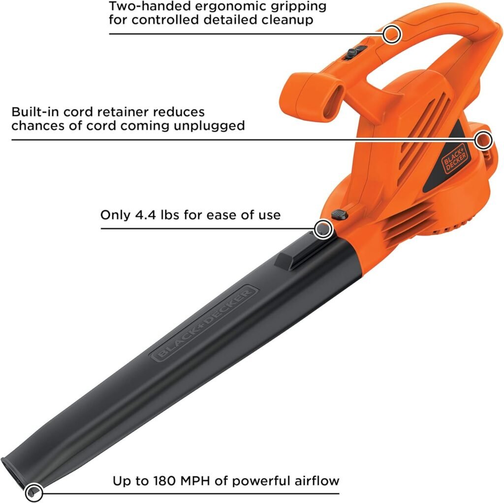 BLACK+DECKER Electric Leaf Blower, 7-Amp (LB700),Pack of 1