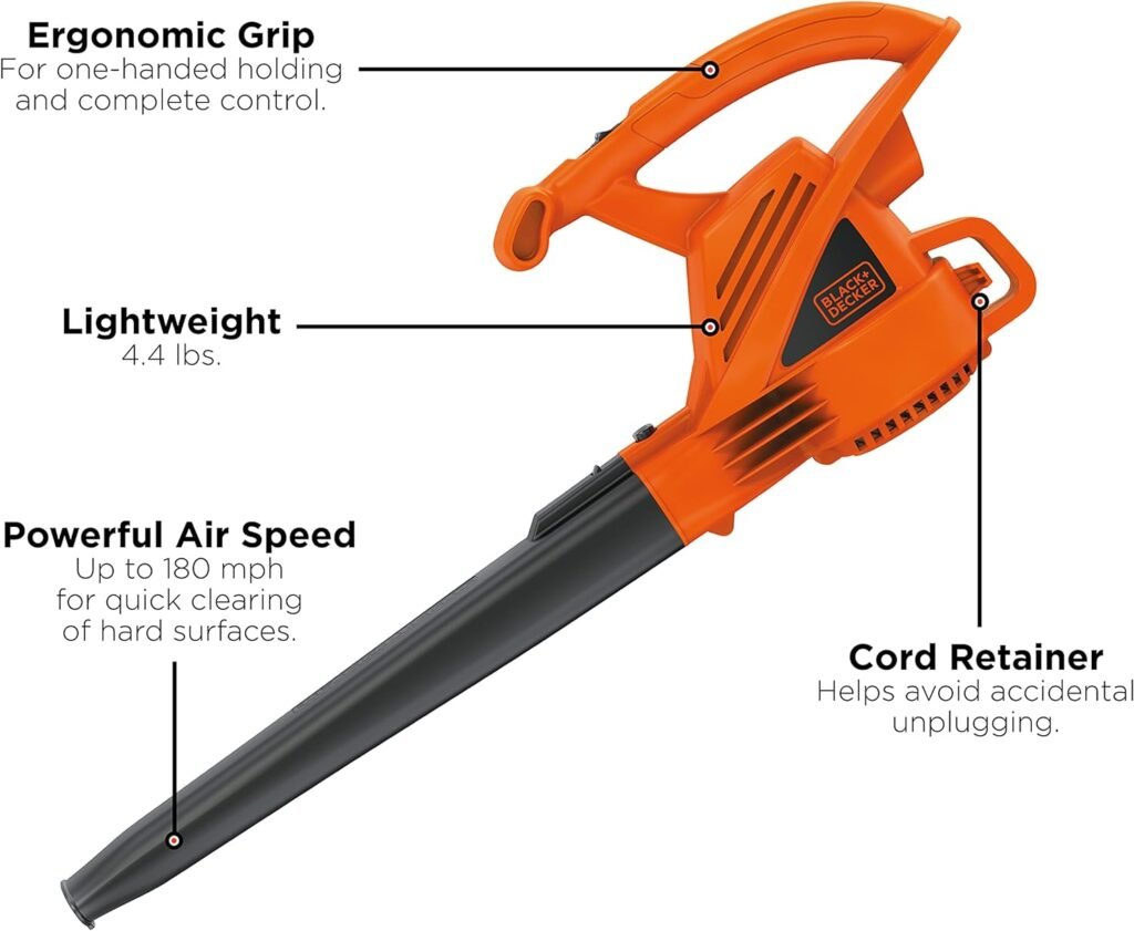 BLACK+DECKER Electric Leaf Blower, 7-Amp (LB700),Pack of 1