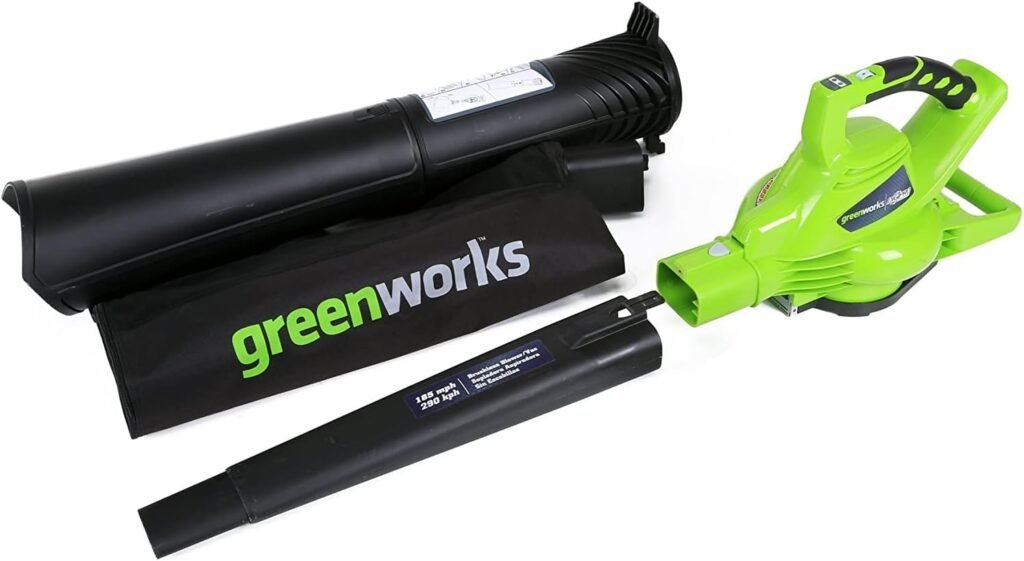 Greenworks 40V (185 MPH / 340 CFM / 75+ Compatible Tools) Cordless Brushless Leaf Blower / Vacuum, Tool Only