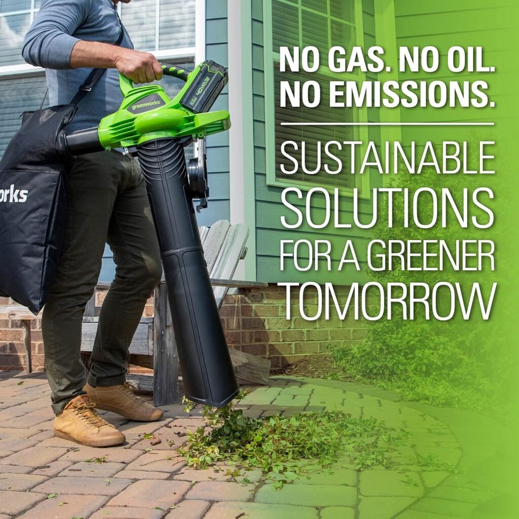 Greenworks 40V (185 MPH / 340 CFM / 75+ Compatible Tools) Cordless Brushless Leaf Blower / Vacuum, Tool Only