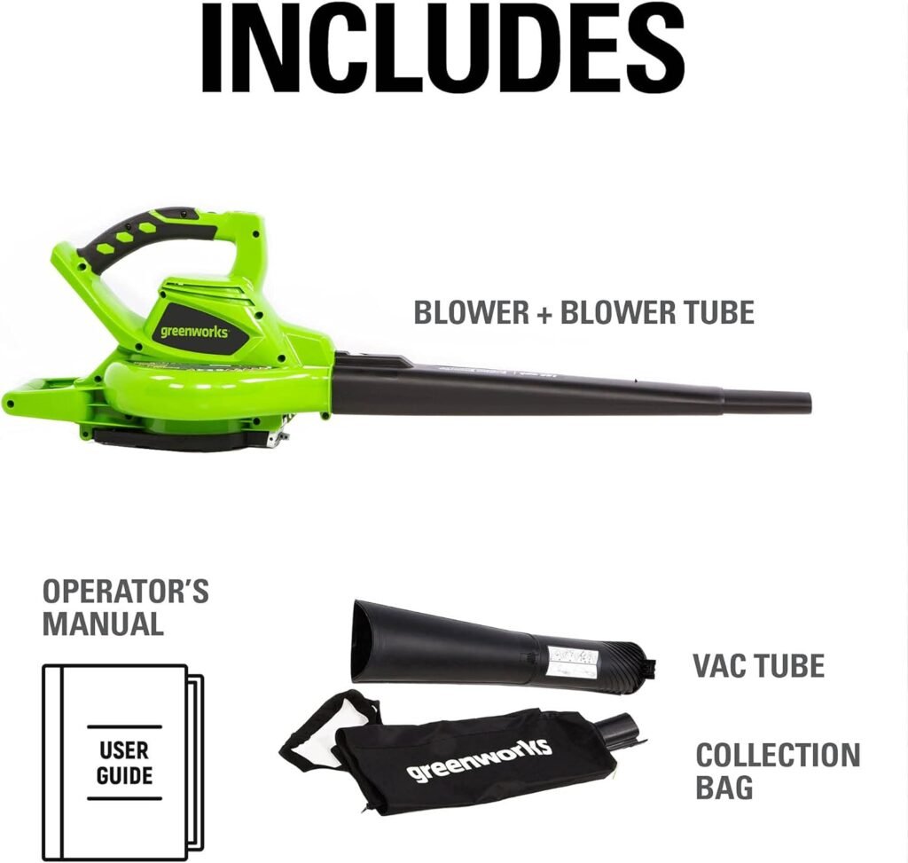 Greenworks 40V (185 MPH / 340 CFM / 75+ Compatible Tools) Cordless Brushless Leaf Blower / Vacuum, Tool Only