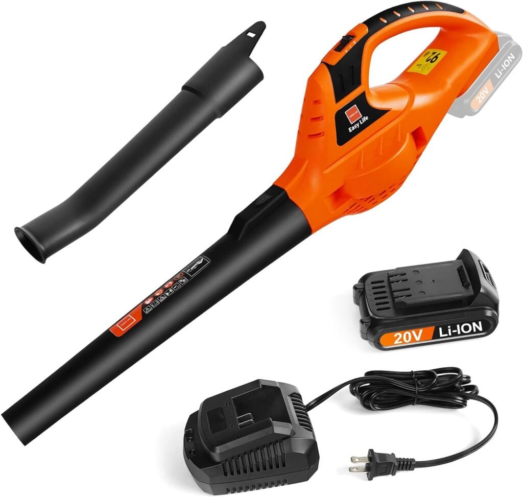 Leisch Life Cordless Leaf Blower,20V Handheld Electric Leaf Blowers with 2.0Ah Battery Fast Charger, 2 Speed Mode, Lightweight Battery Powered Leaf Blowers for Cleaning Patio, Yard, Sidewalk,Snow