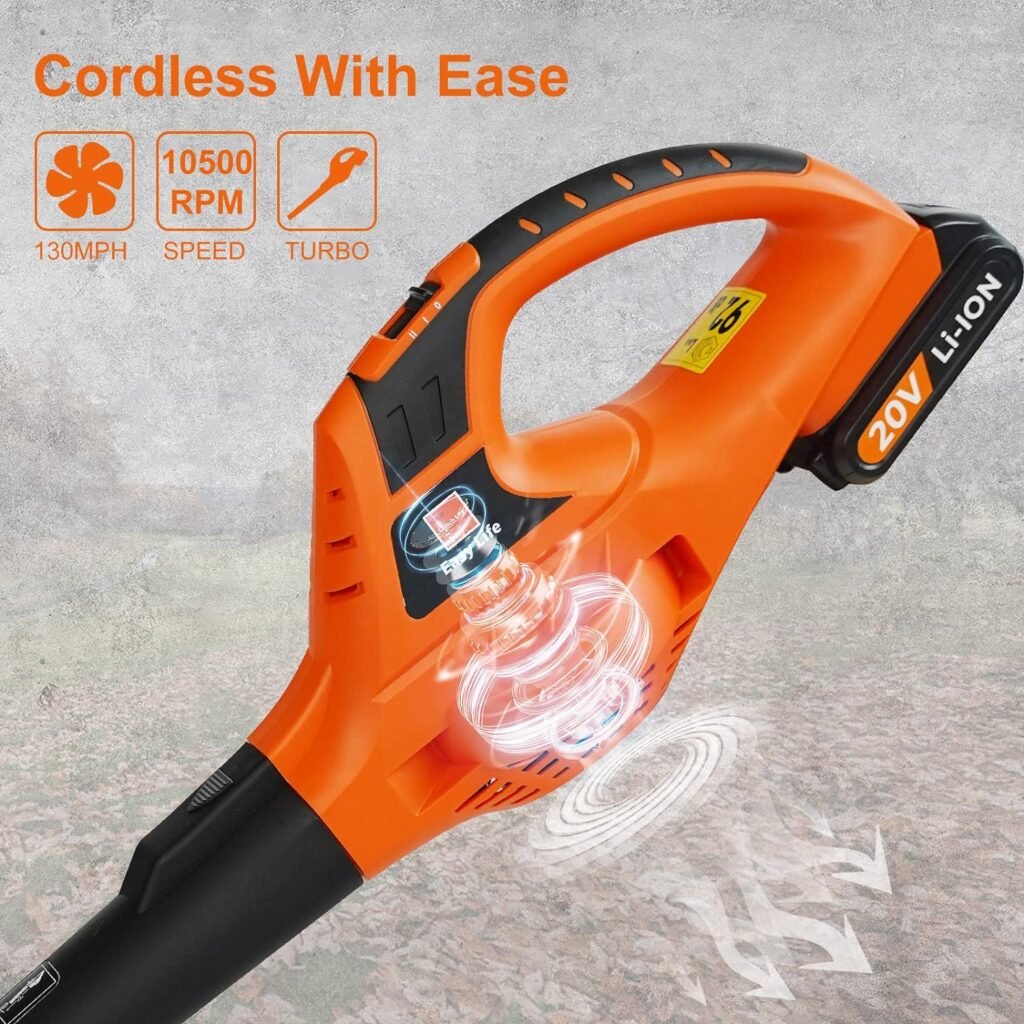 Leisch Life Cordless Leaf Blower,20V Handheld Electric Leaf Blowers with 2.0Ah Battery Fast Charger, 2 Speed Mode, Lightweight Battery Powered Leaf Blowers for Cleaning Patio, Yard, Sidewalk,Snow