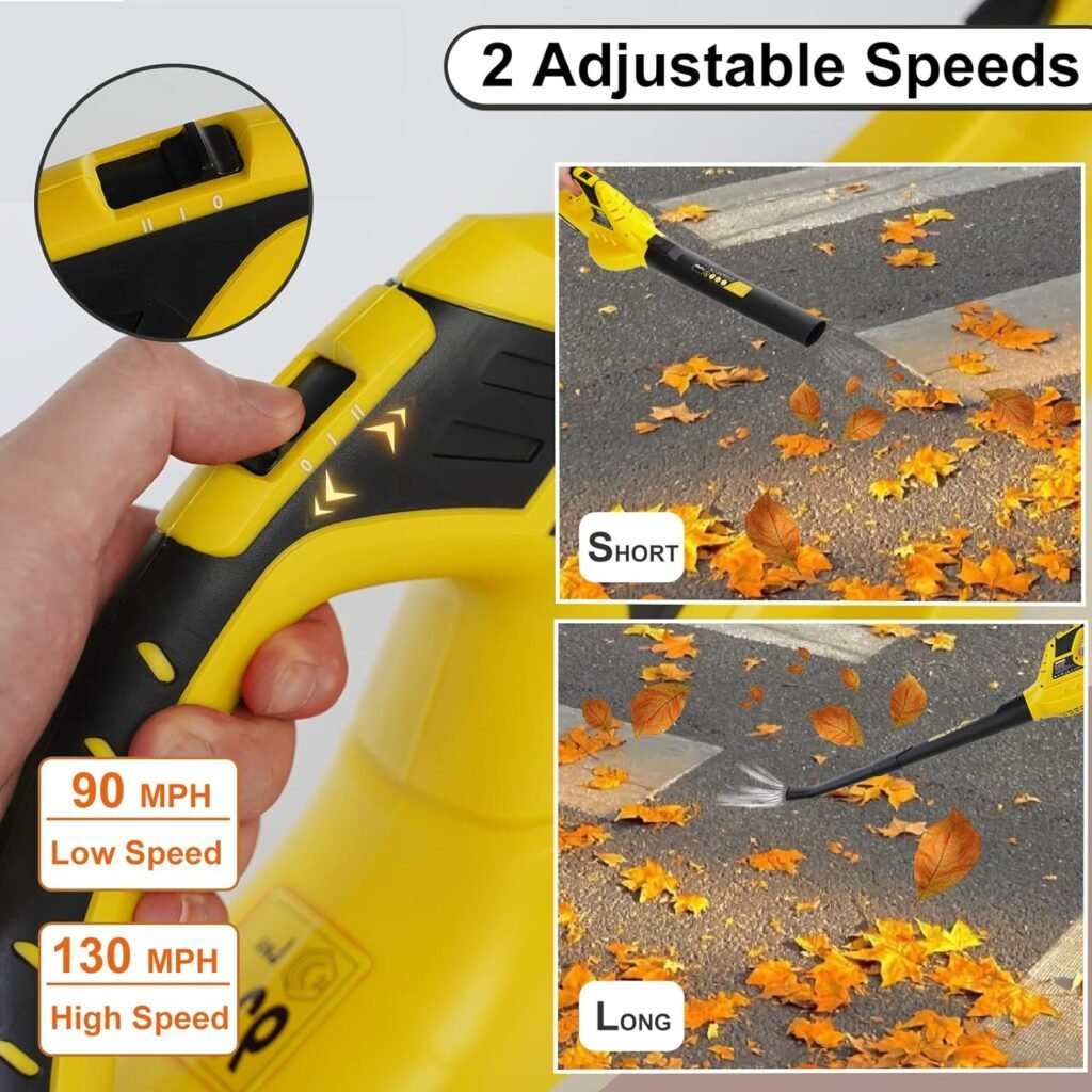 Leisch Life Cordless Leaf Blower,20V Handheld Electric Leaf Blowers with 2.0Ah Battery Fast Charger, 2 Speed Mode, Lightweight Battery Powered Leaf Blowers for Cleaning Patio, Yard, Sidewalk,Snow